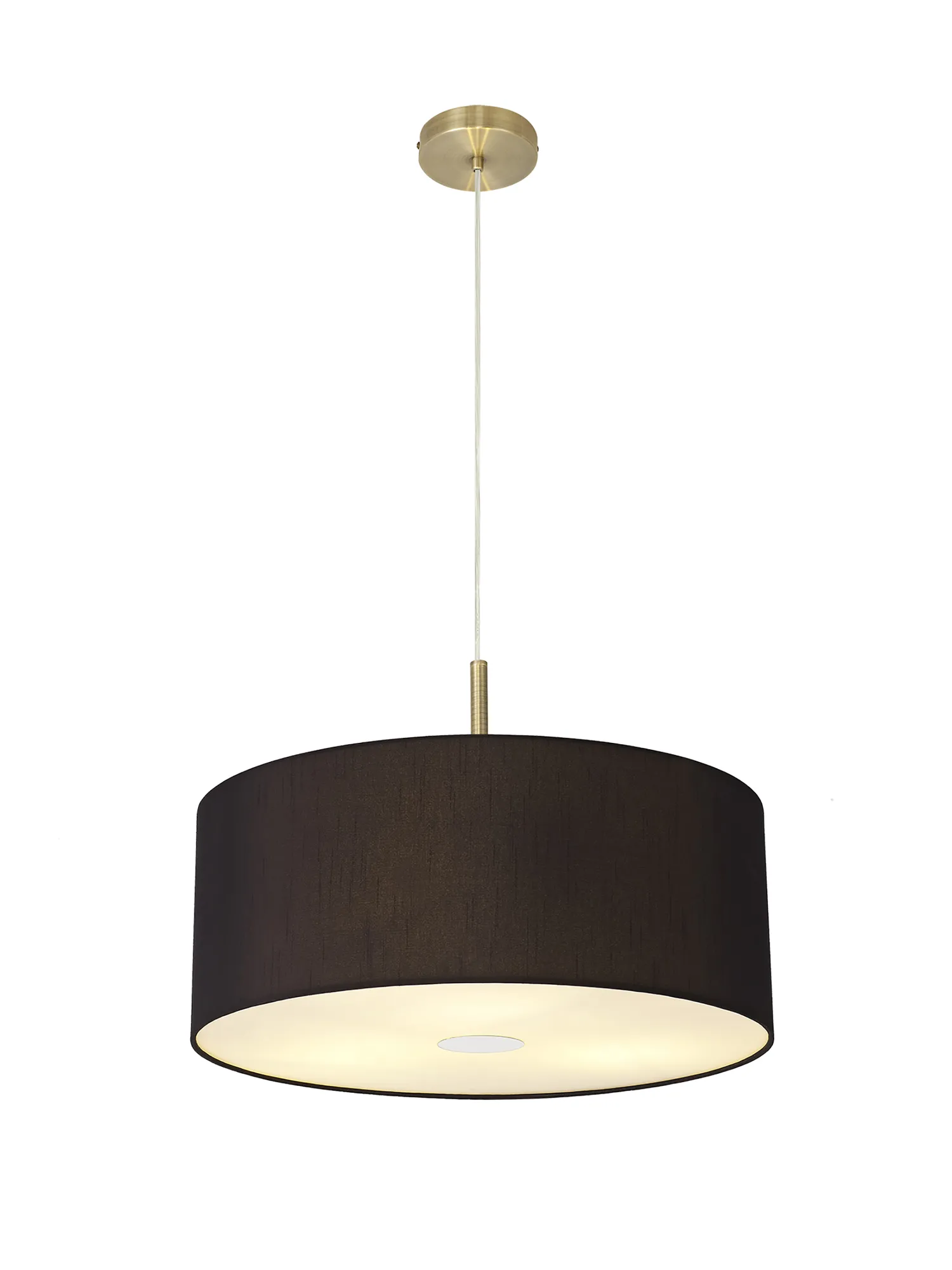 Baymont 50cm 3 Light Pendant Antique Brass, Black, Frosted Diffuser DK0409  Deco Baymont AB BL
